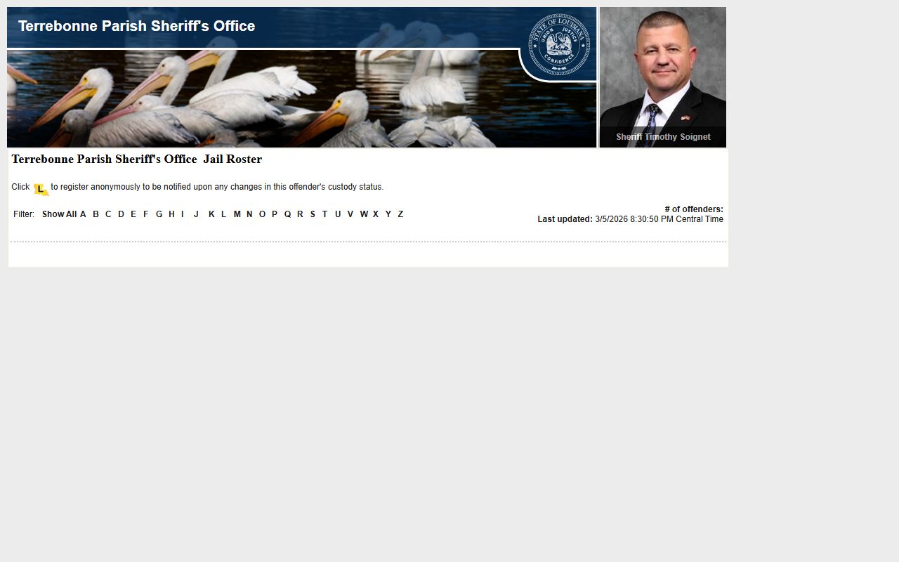 houma terrebonne parish lavine roster recent bookings