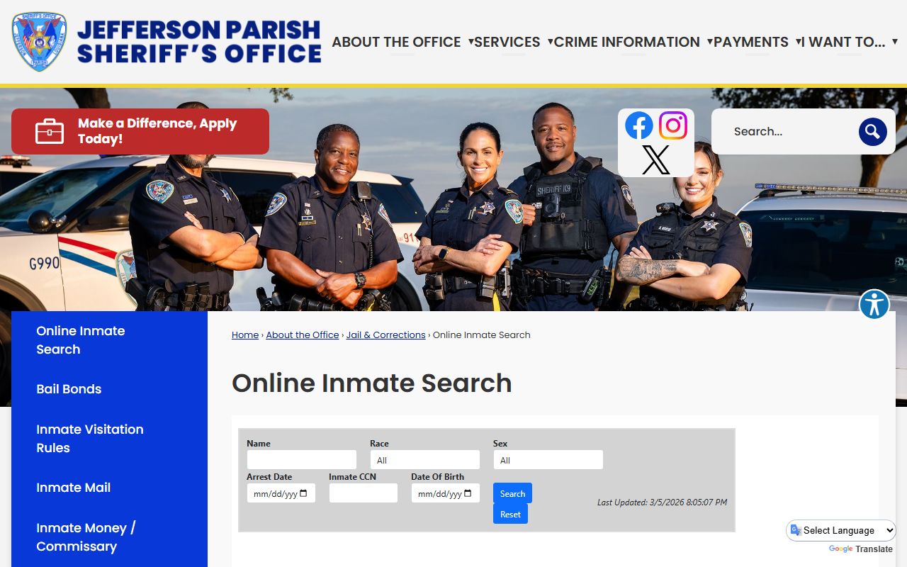 metairie jpso online inmate search recent bookings