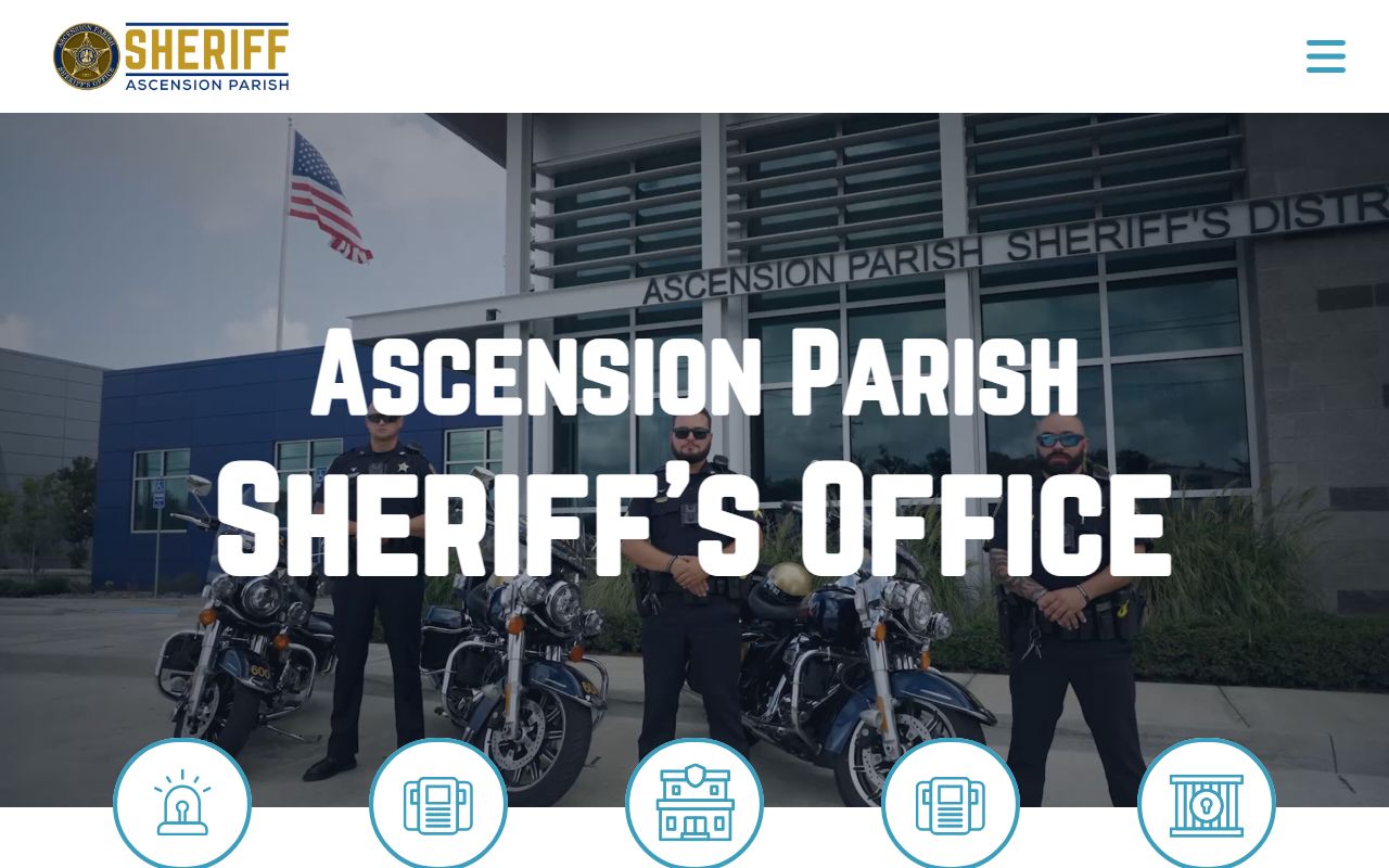 Ascension Parish Sheriff's Office homepage for recent bookings and jail records