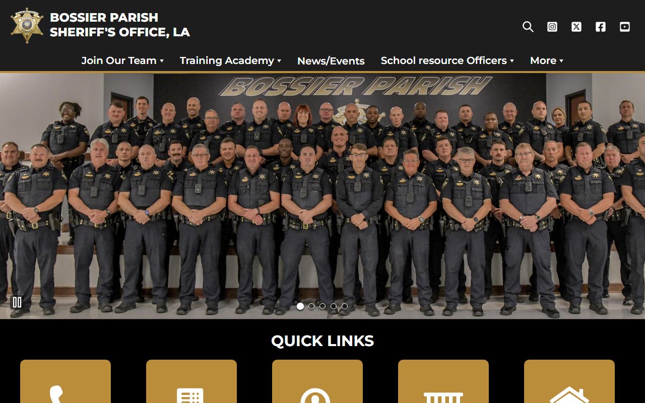 Bossier Parish Sheriff's Office homepage for booking records and inmate search