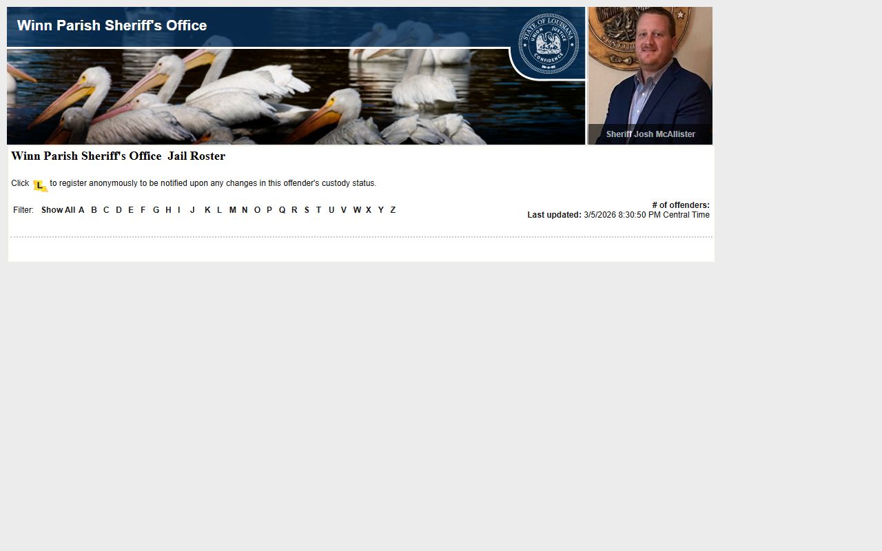 Winn parish recent bookings LAVINE roster screenshot